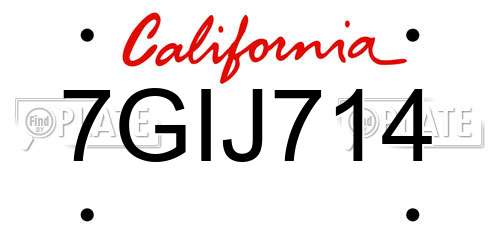 7GIJ714 California License Plate