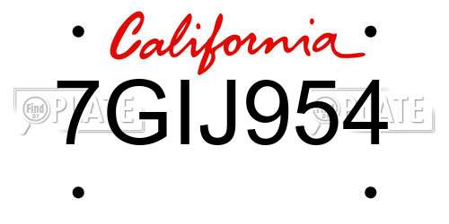 7GIJ954 California License Plate