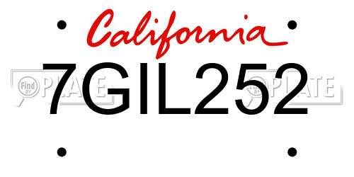 7GIL252 California License Plate