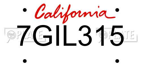 7GIL315 California License Plate