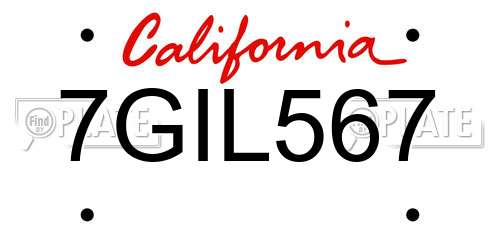7GIL567 California License Plate