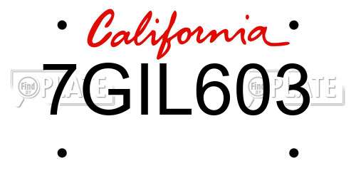 7GIL603 California License Plate