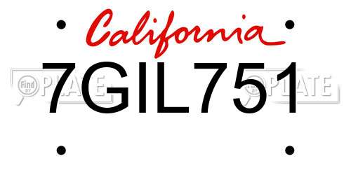 7GIL751 California License Plate