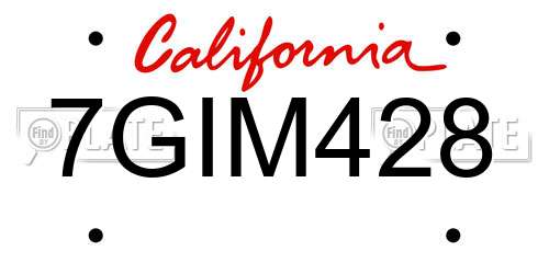 7GIM428 California License Plate