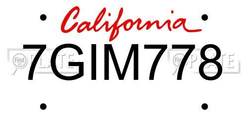 7GIM778 California License Plate