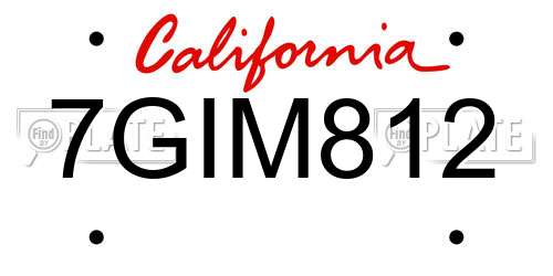 7GIM812 California License Plate