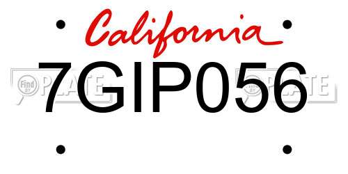 7GIP056 California License Plate