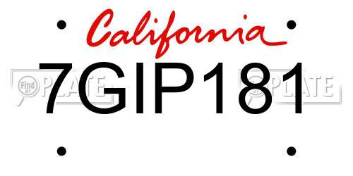 7GIP181 California License Plate
