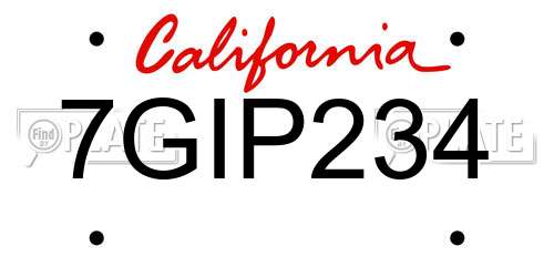 7GIP234 California License Plate