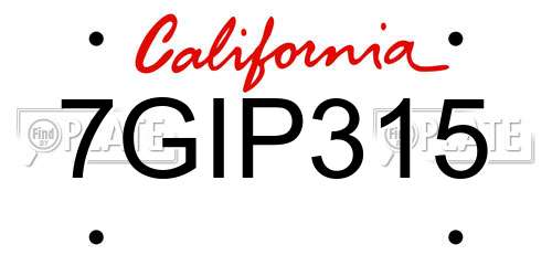 7GIP315 California License Plate