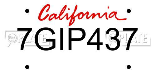 7GIP437 California License Plate