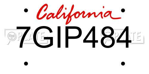 7GIP484 California License Plate