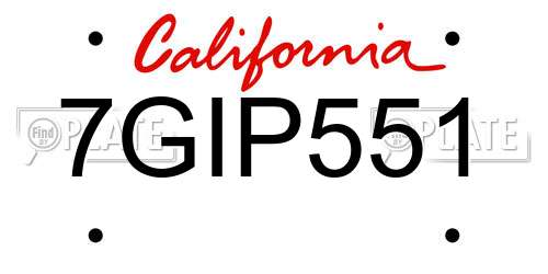 7GIP551 California License Plate