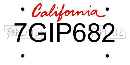 7GIP682 California License Plate