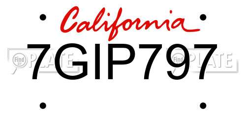 7GIP797 California License Plate
