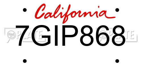 7GIP868 California License Plate