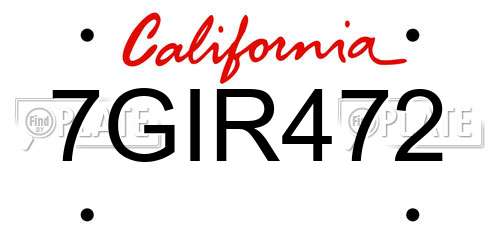 7GIR472 California License Plate