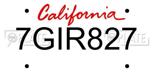 7GIR827 California License Plate
