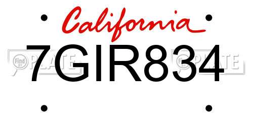 7GIR834 California License Plate