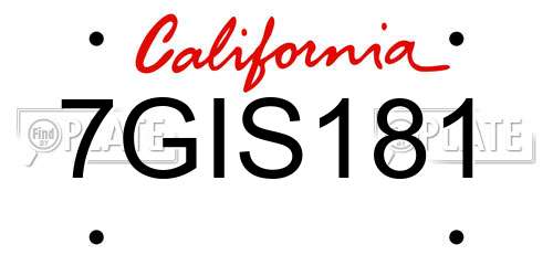 7GIS181 California License Plate