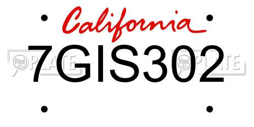 7GIS302 California License Plate