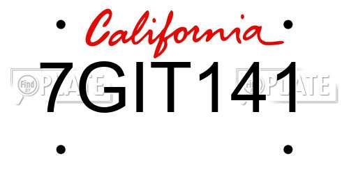 7GIT141 California License Plate