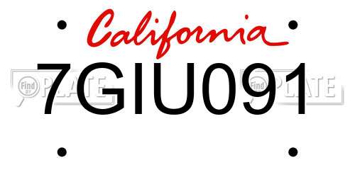 7GIU091 California License Plate