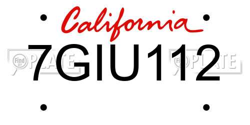 7GIU112 California License Plate