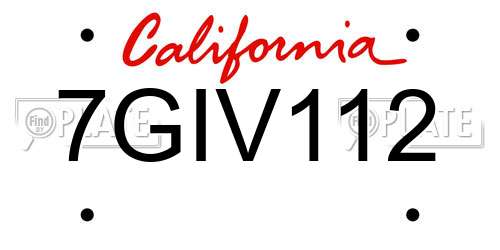 7GIV112 California License Plate