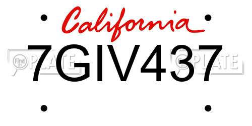 7GIV437 California License Plate