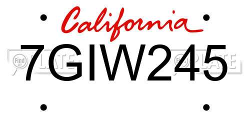 7GIW245 California License Plate