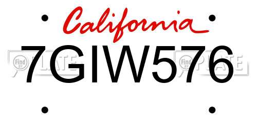 7GIW576 California License Plate