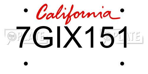 7GIX151 California License Plate