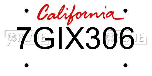 7GIX306 California License Plate