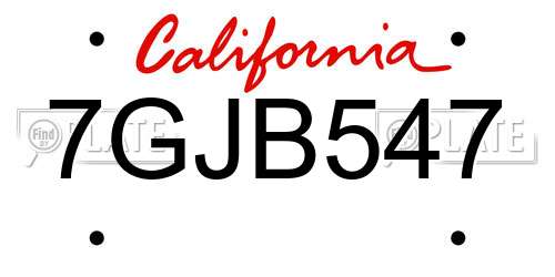 7GJB547 California License Plate