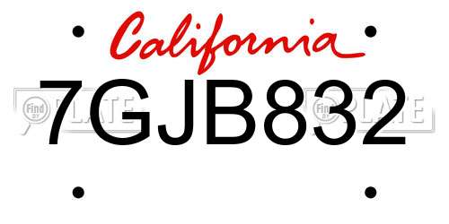 7GJB832 California License Plate