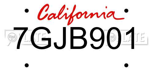 7GJB901 California License Plate