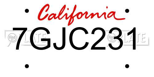 7GJC231 California License Plate