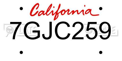 7GJC259 California License Plate