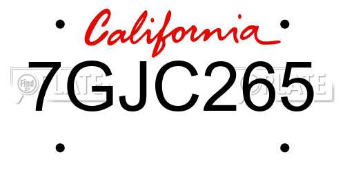 7GJC265 California License Plate
