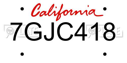 7GJC418 California License Plate