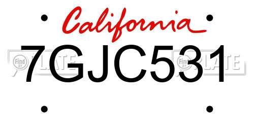 7GJC531 California License Plate
