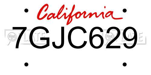 7GJC629 California License Plate