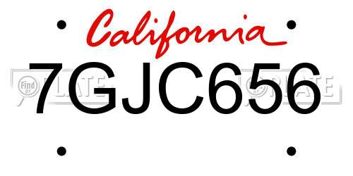 7GJC656 California License Plate