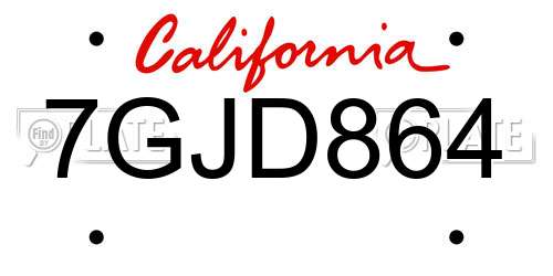7GJD864 California License Plate