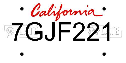 7GJF221 California License Plate