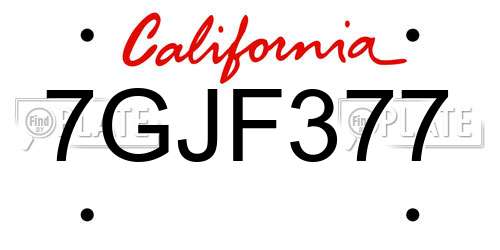 7GJF377 California License Plate