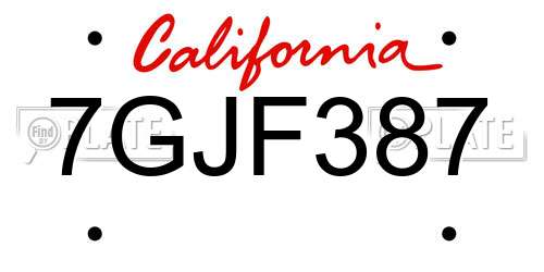 7GJF387 California License Plate