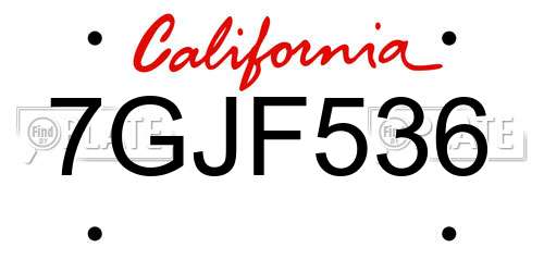 7GJF536 California License Plate