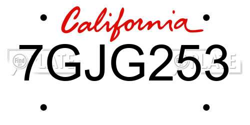 7GJG253 California License Plate
